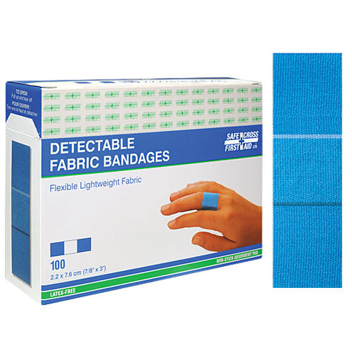 SafeCross® Metal Detectable Fabric Adhesive Bandages (Latex Free)