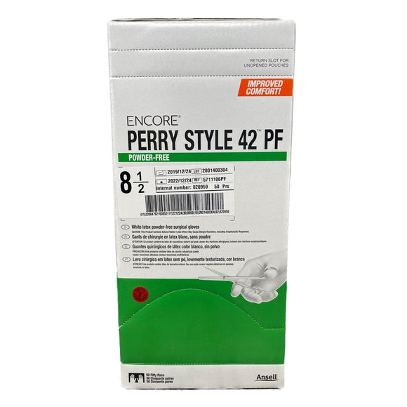 Encore® Perry Style 42™ Powder-Free White Latex Surgical Gloves (Size 8 1/2) - 100/bx