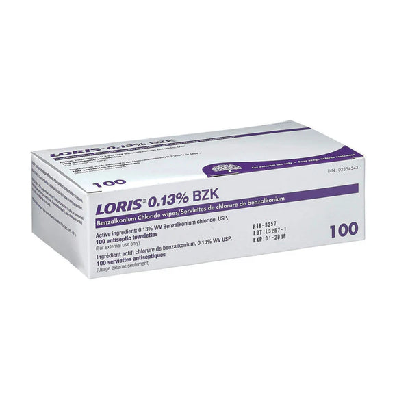 Benzalkonium (BZK) Antiseptic Towelette Wipes - 100/bx