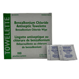 HealthCare PLUS® Benzalkonium (BZK) Antiseptic Towelette Wipes (7" x 5") - 100/bx