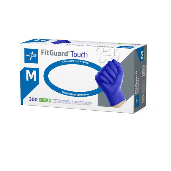 FitGuard® Touch Powder-Free Blue Nitrile Exam Gloves (Medium) - 300/bx