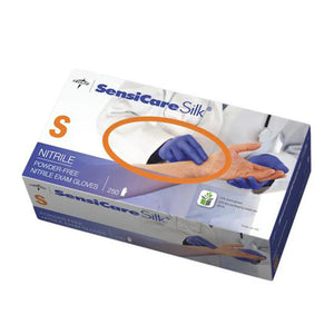 SensiCareSilk® Powder-Free Blue Nitrile Exam Gloves (Small) - 250/bx