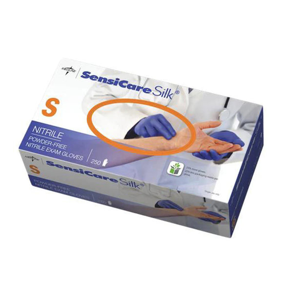 SensiCareSilk® Powder-Free Blue Nitrile Exam Gloves (Small) - 250/bx