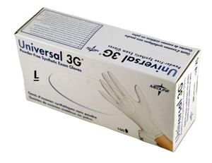 Universal 3G® Powder-Free White Synthetic Exam Gloves (Large) - 100/bx
