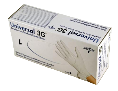 Universal 3G® Powder-Free White Synthetic Exam Gloves (Large) - 100/bx