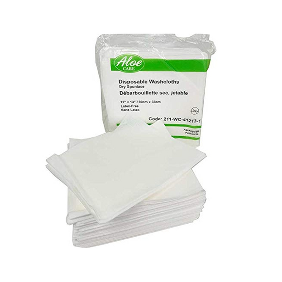 Disposable Washcloths, Dry Spunlace, Latex-Free (12