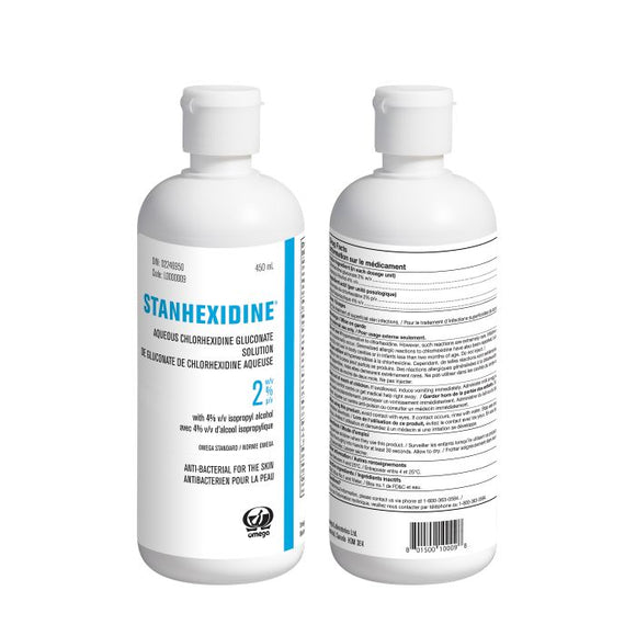Stanhexidine® Aqueous Cleanser 2% CHG, 4% ISO (450ml) - Flip Cap Bottle