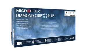 MicroFlex® Diamond Grip Plus™ Powder-Free White Latex Exam Gloves (100/bx)
