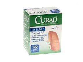 Curad Flexible Fabric Adhesive Strip Bandages Latex Free 1" x 3", 100/bx - MedWest Inc.