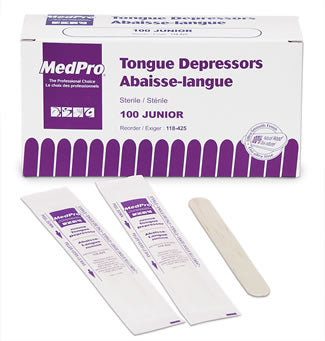 STERILE Tongue Depressors Individually Wrapped, 100/bx